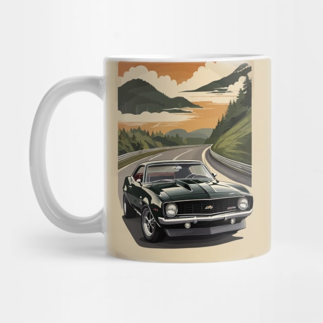 Classic American Camaro Black Muscle Car by VENZ0LIC